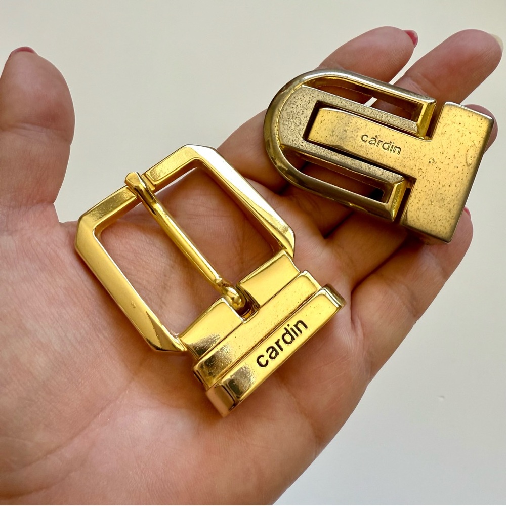 VTG 2PC Cardin Gold Belt Buckles [Made in Italy]
